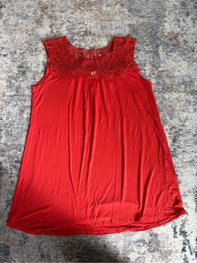 Vanilla Bay Red Crochet Yoke Tank